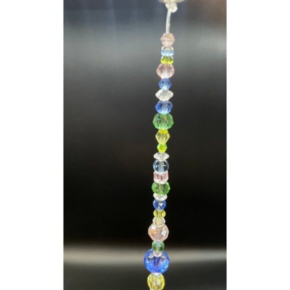 Beaded Suncatcher - Pastel Pink Blue Green Yellow - Blue Crystal Prism - Decor - Picture 10 of 12